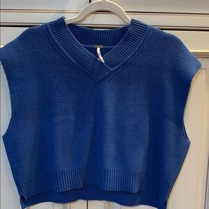 Free People Easy Street Cobalt Blue V-Neck Sweater Vest